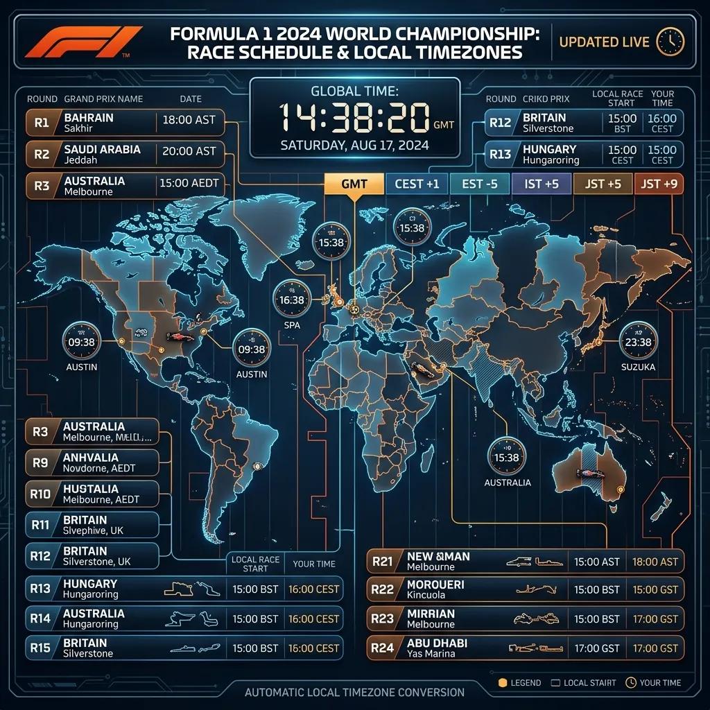 F1 Race Schedule Local Time