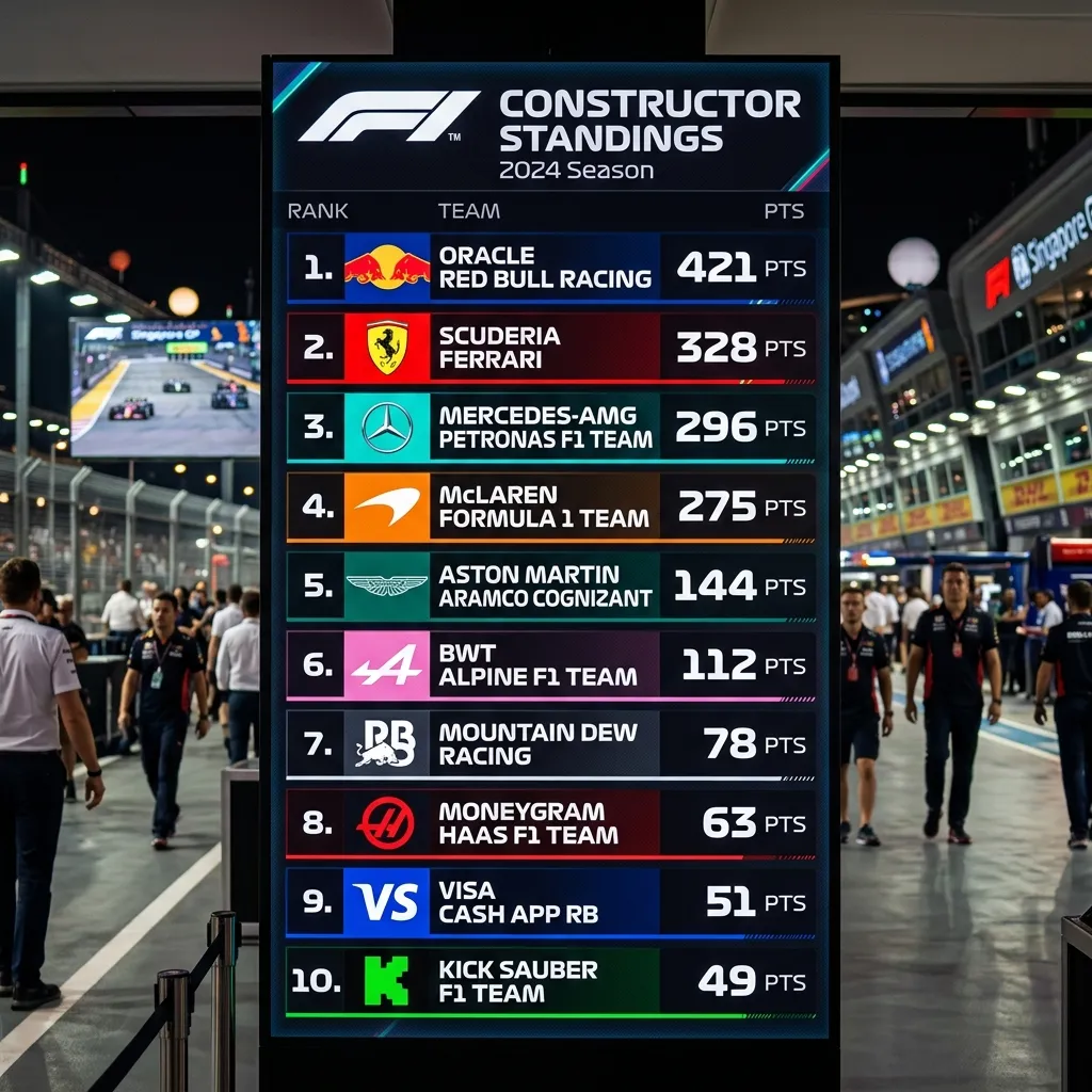 Live F1 Driver & Constructor Standings